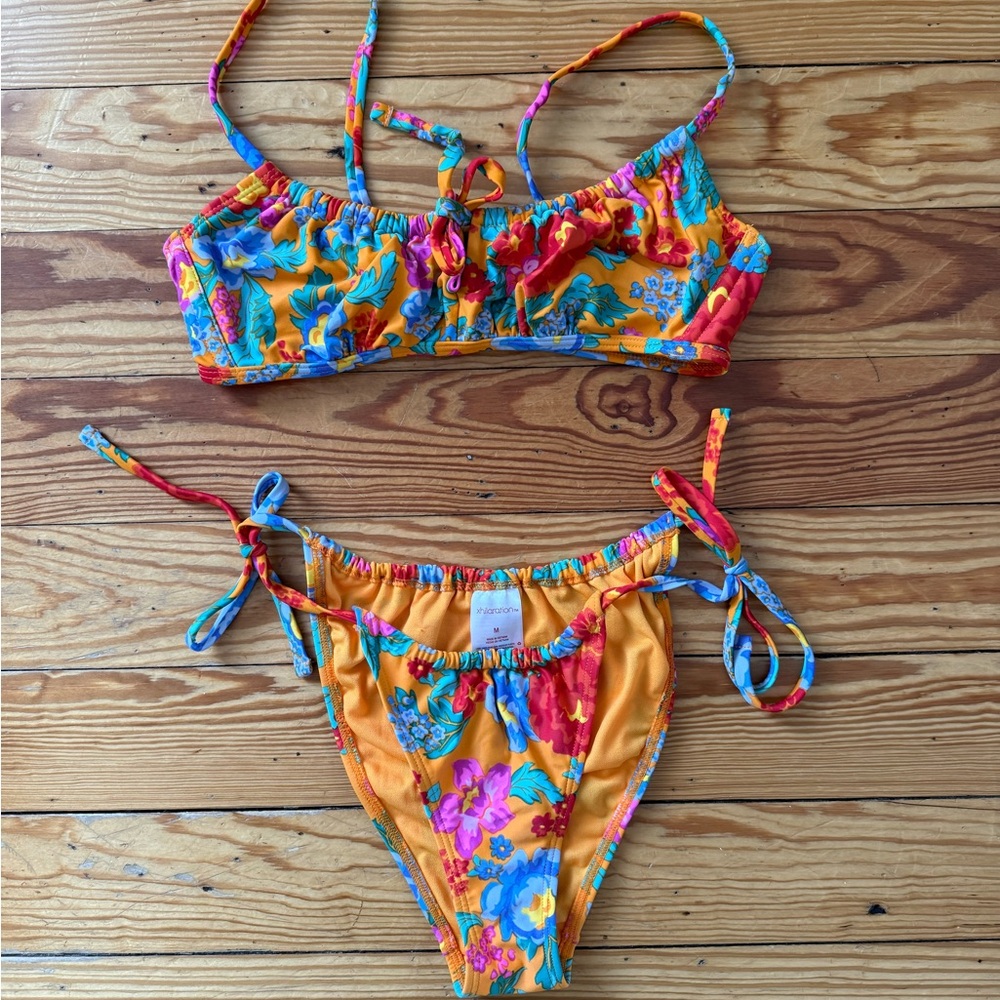 Target Xhilaration Floral Orange Bikini Set Size Medium